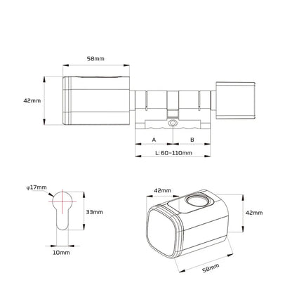 Euro Tuya TTLock APP Fingerprint RFID Card DIY Cylinder Lock Biometric Electronic Smart Door Lock Digital Keyless Replace