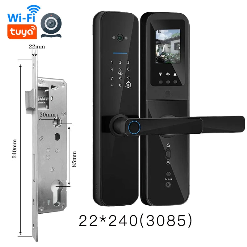 PHIPULO Tuya Wifi Digital Electronic Smart Door Lock With Biometric Camera Fingerprint Keyless Entry Hotel Apartment Locks