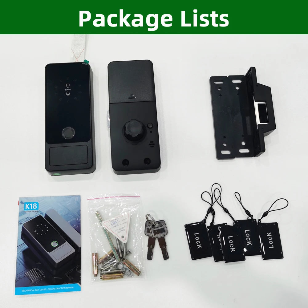 New RAYKUBE G18 Tuya Bluetooth Smart Glass Lock Fingerprint Electronic Digital Lock APP/IC Card/Password Unlock For Glass Door