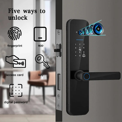 PHIPULO Tuya Wifi Digital Electronic Smart Door Lock With Biometric Camera Fingerprint Keyless Entry Hotel Apartment Locks