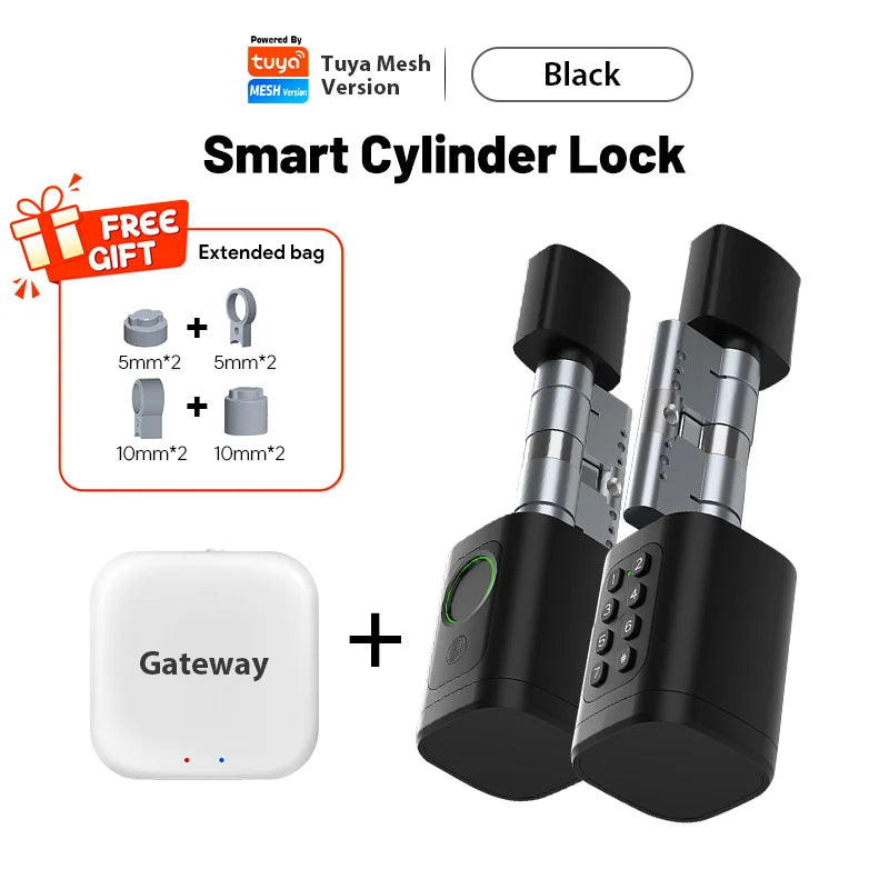 V1 Pro+ Version Adjustable TUYA APP Smart Life Fingerprint Password Digital RFID Card Cylinder Smart Door Lock for Home