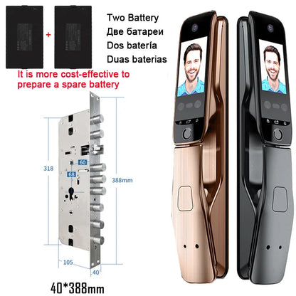 WiFi Tuya APP Voice Intercom Digital Door Lock  High Quanlity 3D Face Recognition Smart Door Lock With Camera