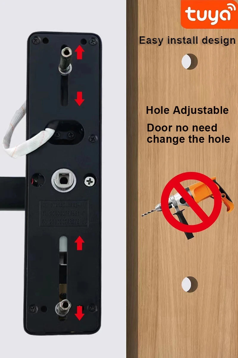 Support 8 Languages Fingerprint Lock Smart Door Lock For 150 Users Capacity Household  Tuya Intelligent Life APP Control
