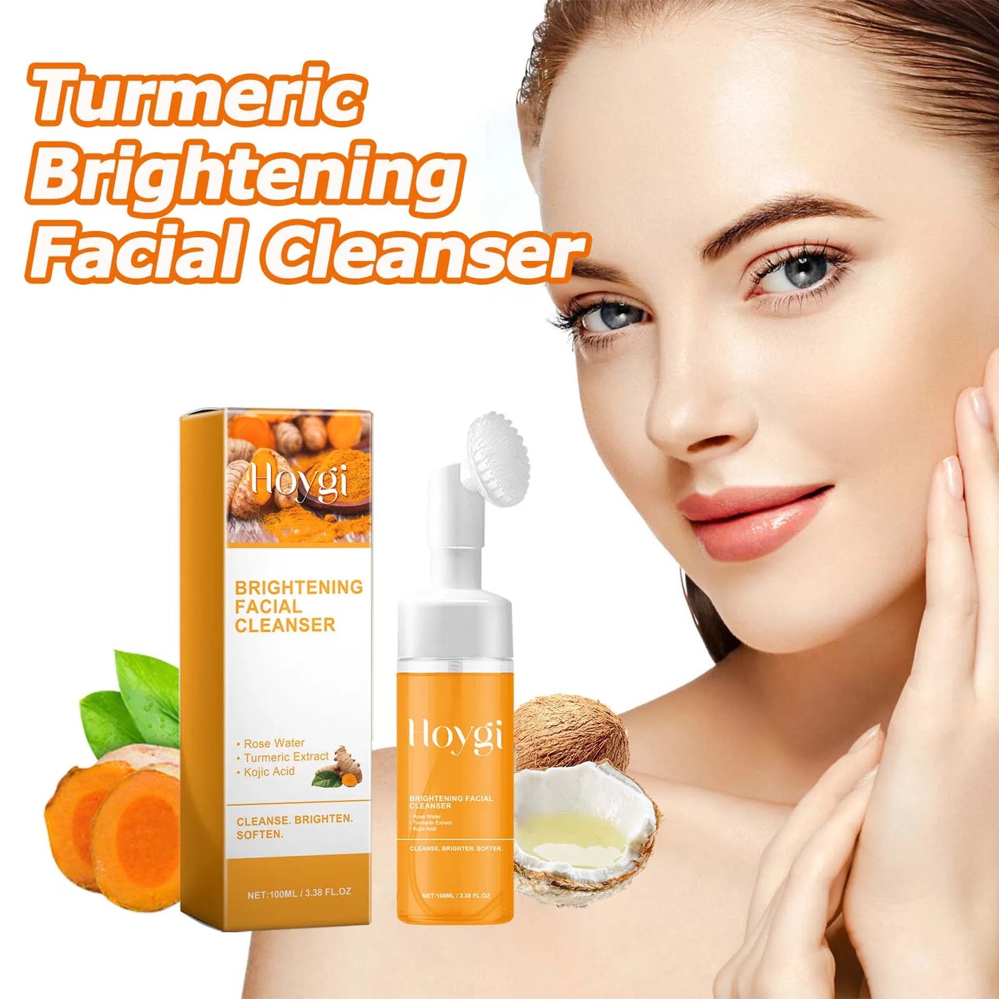 Turmeric Skin Cleansing Oil Control Fade Acne Marks Brighten Foam Cleanse