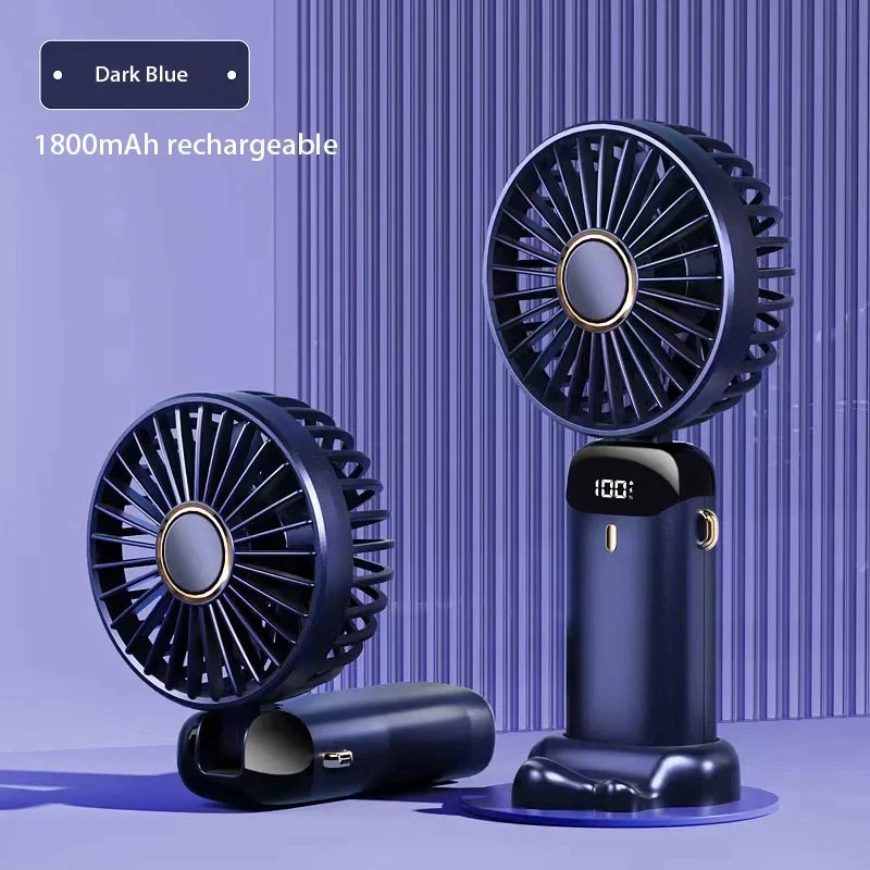 Xiaomi 1800mAh Handheld Mini Fan Foldable Portable Neck Hanging Fans 5 Speed USB Rechargeable Fan Phone Stand Display Screen New
