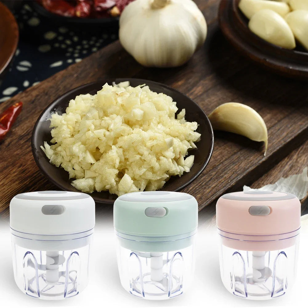 100/250mL Mini Electric Garlic Chopper Vegetable Chili Meat Ginger Masher Machine Sturdy Durable USB Charging Blenders Kitchen