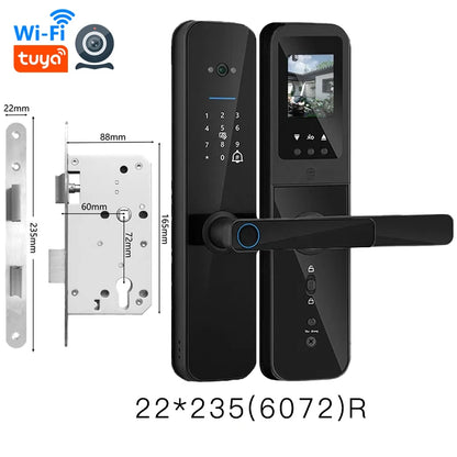 PHIPULO Tuya Wifi Digital Electronic Smart Door Lock With Biometric Camera Fingerprint Keyless Entry Hotel Apartment Locks