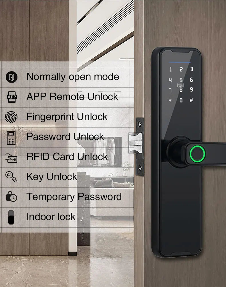 Tuya Wifi Digital Electronic Lock Smart Door Lock Remote Unlock Keyless Lock Security Anti-theft Smart Home Hotel Office