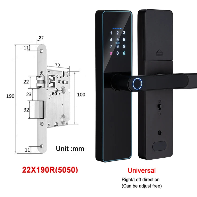 IP65 Waterproof WiFi-Enabled Digital Smart Lock for Front Door Security Smart Keyless Entry Door Lock with Handle