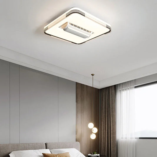 Luxury Crystal Square Round Bladeless Ceiling Fan With Light Ceiling Lamp Chandelier LED 3 Color Silent Electric Fan Ventilator