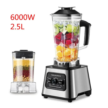 6000W Powerful Blender Mixer Juicer Smoothie Maker Table Blenders 2.5L Container Food Processor Blender Mixer for Ice Nut Fruit