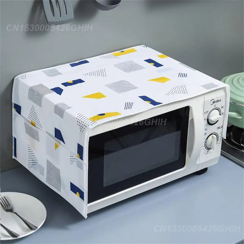 1~4PCS Microwave Oven Dust Cover Waterproof Slow Furniture Aging Nordic Wind Home Decoration Printing Microwave Oven Dust Covers