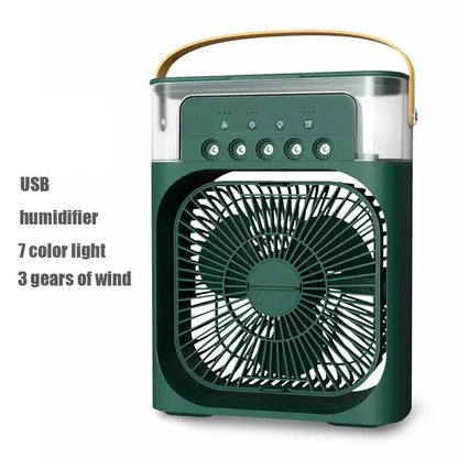 Electric Fan Portable Air Conditioner USB LED Night Light Water Mist Fun 3 In 1 Humidifier Mini Desktop Cooling Fan For Home