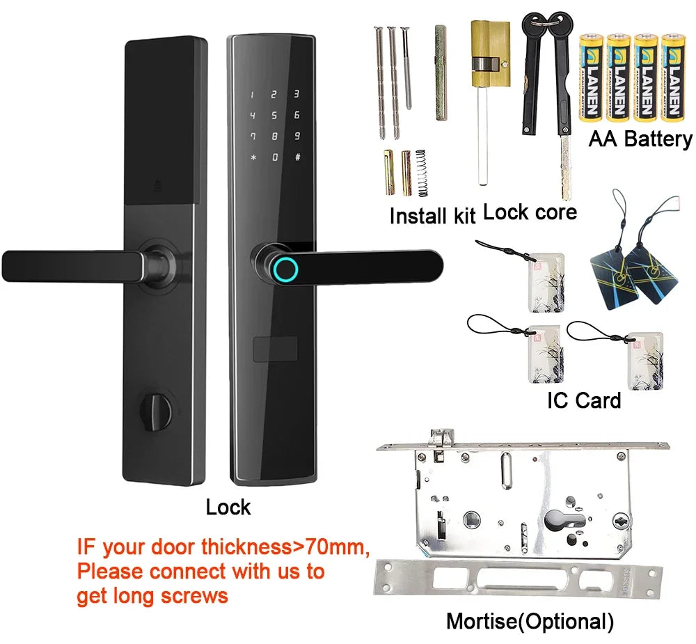 TTlock App Connect Without Gateway Smart Lock Wifi Remote Control Keyless Entry Digital  Fingerprint Door Lock with Keypad