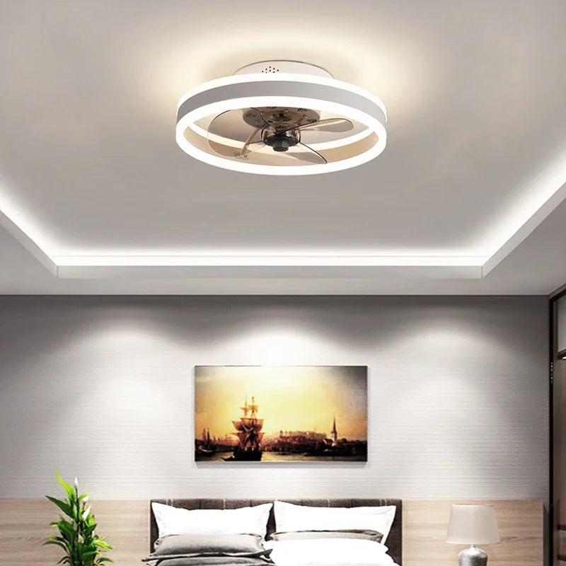 Modern LED Ceiling Fan Light Intelligent APP Remote Dimming 6-speed Fan Light Bedroom Living Room Dining Room Home Electric Fans