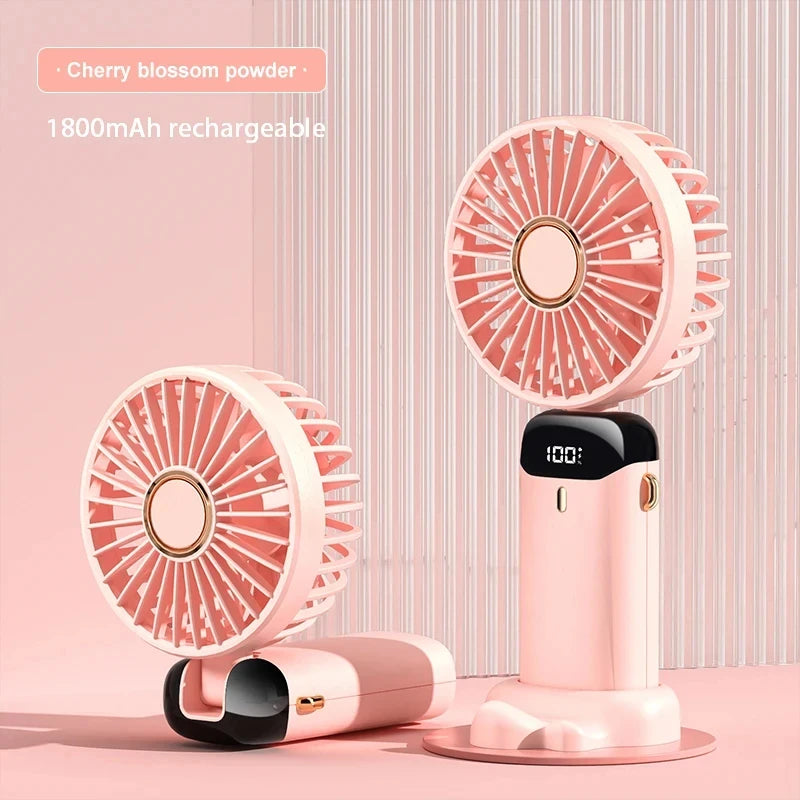 Xiaomi 1800mAh Handheld Mini Fan Foldable Portable Neck Hanging Fans 5 Speed USB Rechargeable Fan Phone Stand Display Screen New