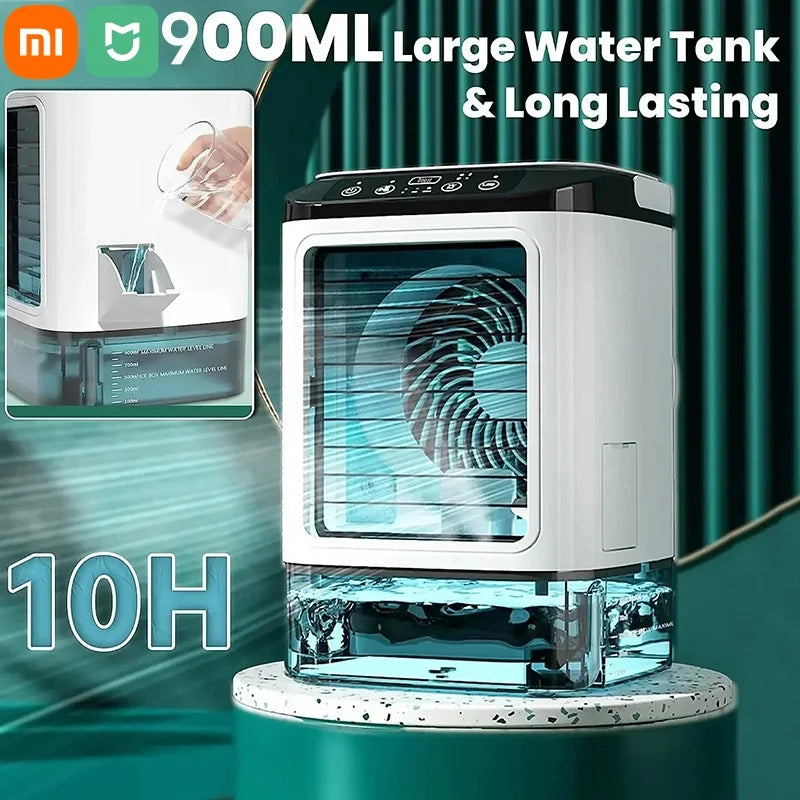 Xiaomi Mijia Portable Air Conditioner Fan Dual Spray Ultrasonic Atomization 3Speed Mute Air Cooler Night Light Electric Fan Home