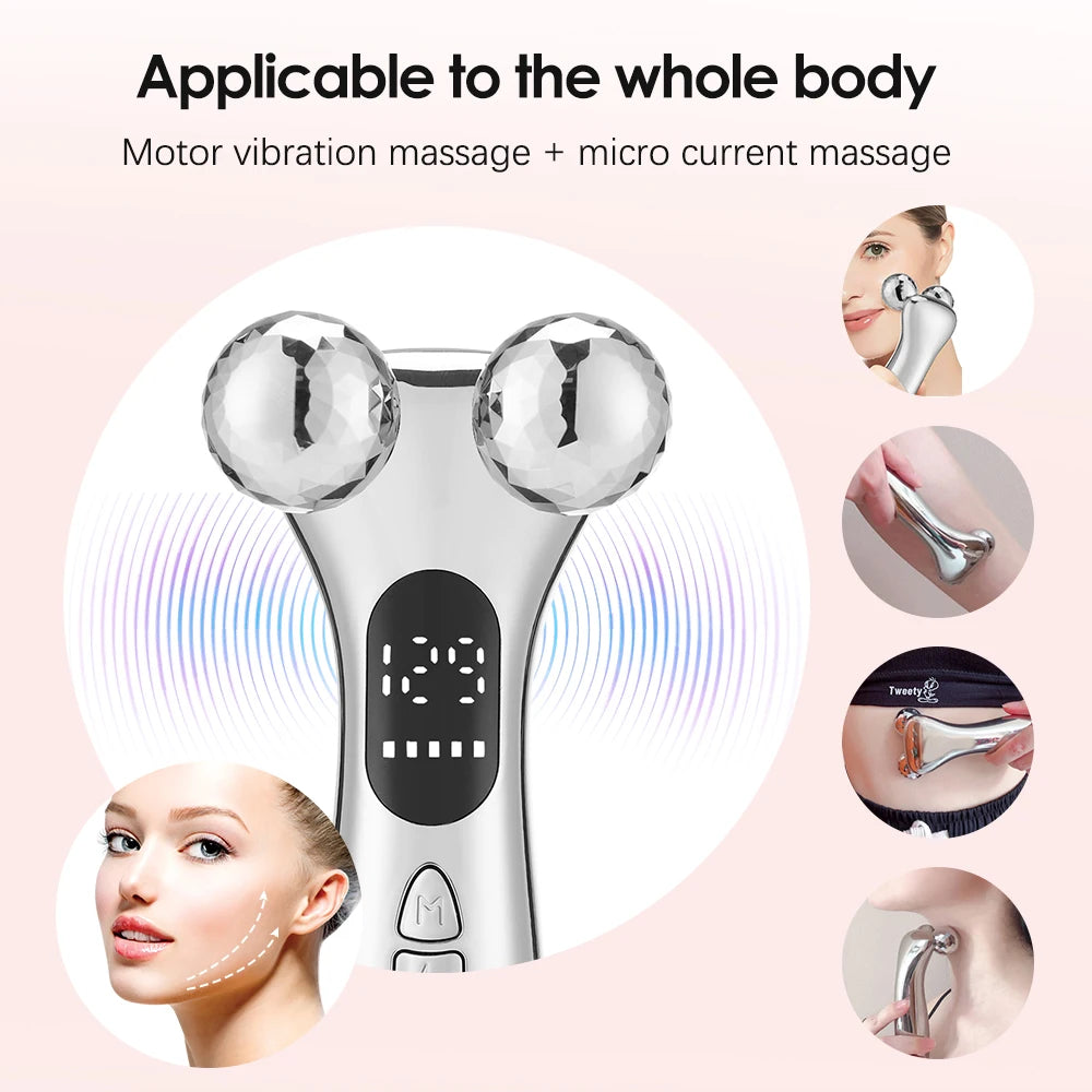 EMS Pulse Neck Face Massager Roller 4D Facial Lifting Machine