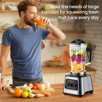 6000W Powerful Blender Mixer Juicer Smoothie Maker Table Blenders 2.5L Container Food Processor Blender Mixer for Ice Nut Fruit