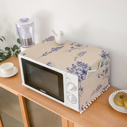 Microwave oven cover, cotton linen, black, pink, storage bag, Double Pockets, dust cover, kitchen accessories