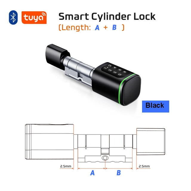 Euro Door Smart Cylinder Lock Tuya Bluetooth APP Digital Password Card Mechanicak Key TTlock Unlock Home Electronic Smart Lock