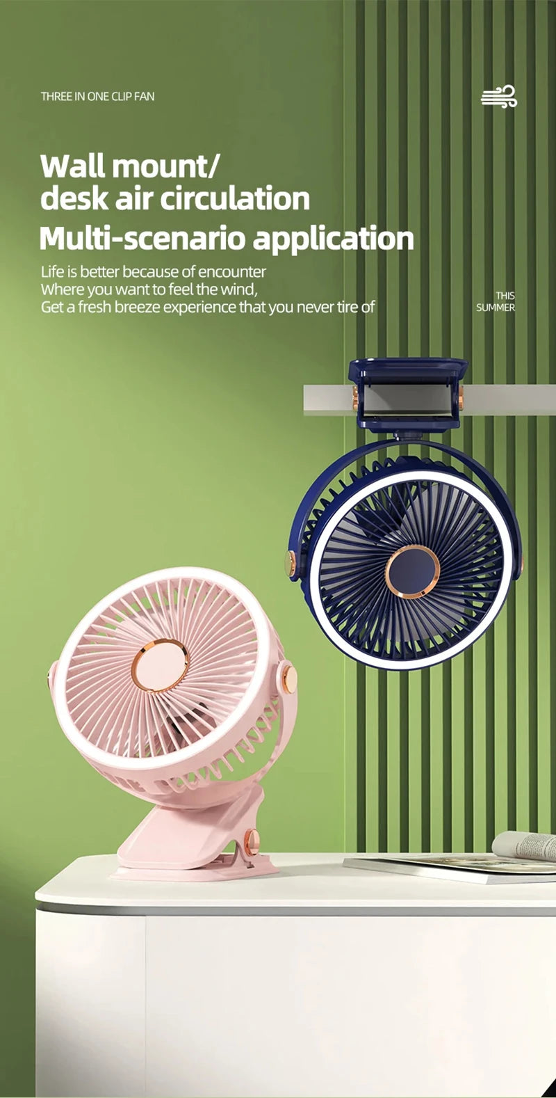 Xiaomi 8000mAh Camping Fan Rechargeable Portable Desktop Air Circulator Wireless Ceiling Electric Fan With LED Light Clip-on Fan
