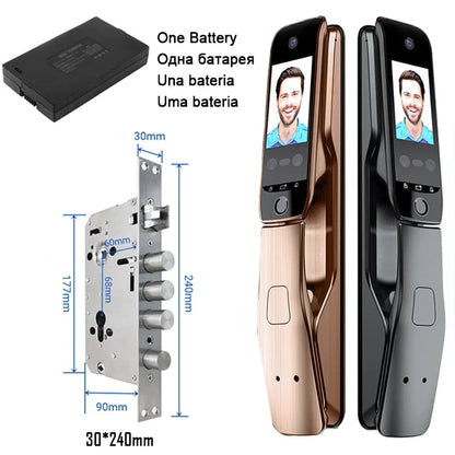 WiFi Tuya APP Voice Intercom Digital Door Lock  High Quanlity 3D Face Recognition Smart Door Lock With Camera