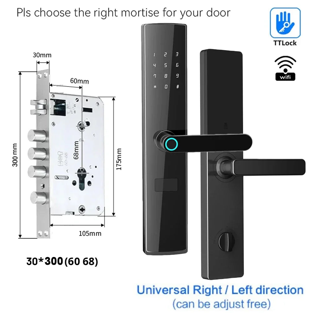 TTlock App Connect Without Gateway Smart Lock Wifi Remote Control Keyless Entry Digital  Fingerprint Door Lock with Keypad