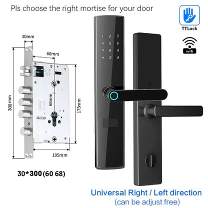 TTlock App Connect Without Gateway Smart Lock Wifi Remote Control Keyless Entry Digital  Fingerprint Door Lock with Keypad