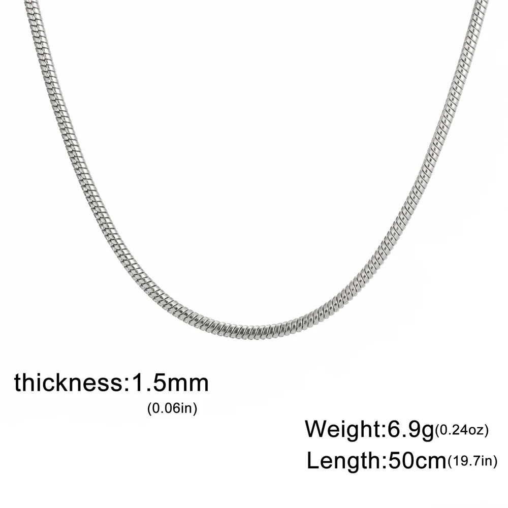 Snake Chain Necklace for Women Men Stainless Steel Link Chain 0.9mm 1.2mm 2mm Chain Choker Fashion Jewelry Gifts