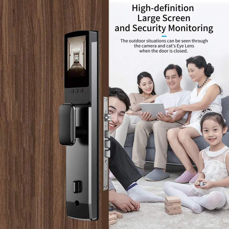 XSDTS 3D Biometric Security Face Camera Smart Door Lock Digital Password Electronic Key IC Card  APP Unlock Fingerprint Locks