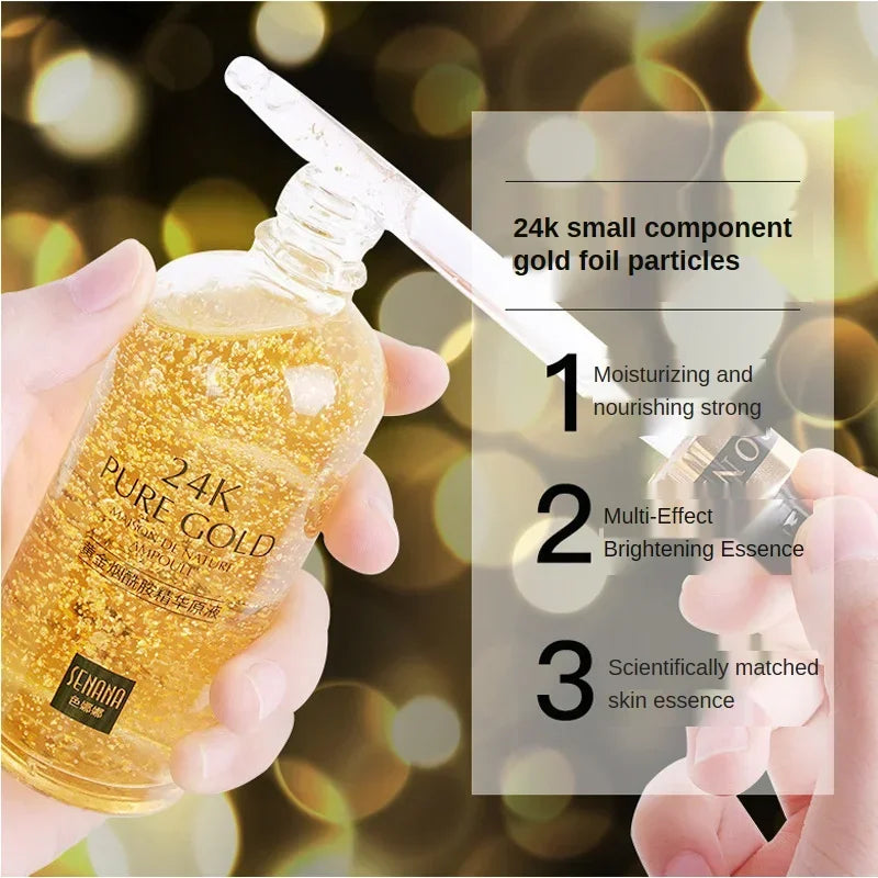 24K Gold Hyaluronic Replenishment Moisturize Shrink Pore Brighten Skin Care Firming Facial serum