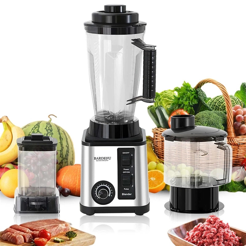 3 in 1 Electric Blender 2000W Powerful Mixer Juicer Smoothie Maker Multifunctional Food Processor 3L Container Table Blender