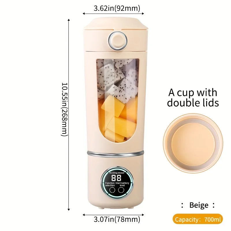 Portable Juicer Cup 700ML Large Capacity 12-Leaf Blade Powerful Motor Fast Stirring Blender Mixer Outdoor Mixing Cup