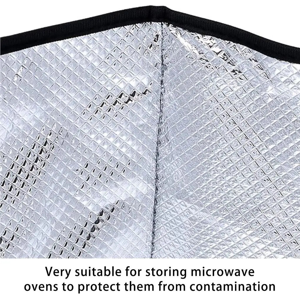Portable Microwave Cover Cloth Black Polyester Oven Waterproof Dust Cover with Handle Grease Proofing Kitchen Gadgets Protector