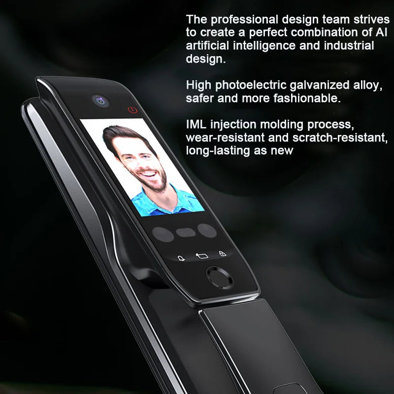 WiFi Tuya APP Voice Intercom Digital Door Lock  High Quanlity 3D Face Recognition Smart Door Lock With Camera