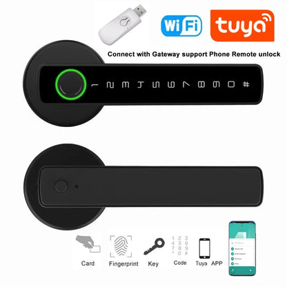 Fingerprint Door Lock Touchscreen Keypad Deadbolt Lock with Reversible Handle Tuya APP Remote Control Biometric Smart Lock