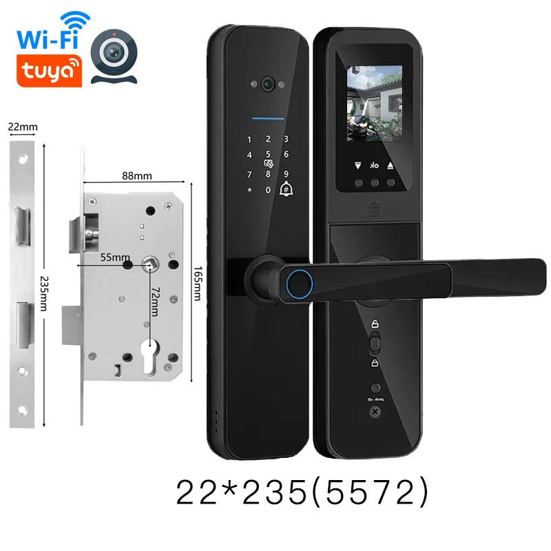 PHIPULO Tuya Wifi Digital Electronic Smart Door Lock With Biometric Camera Fingerprint Keyless Entry Hotel Apartment Locks