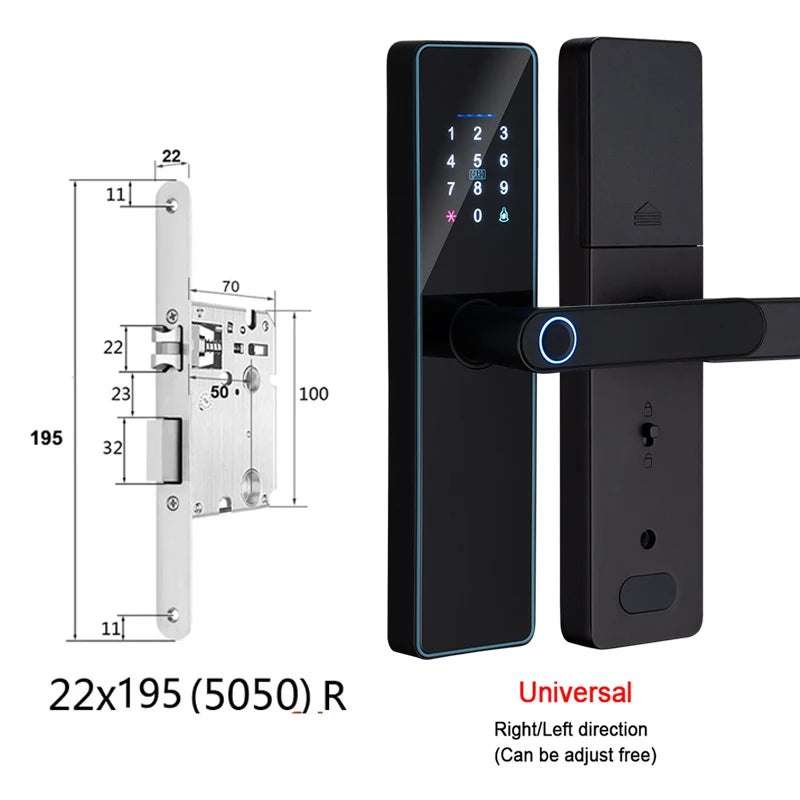IP65 Waterproof WiFi-Enabled Digital Smart Lock for Front Door Security Smart Keyless Entry Door Lock with Handle
