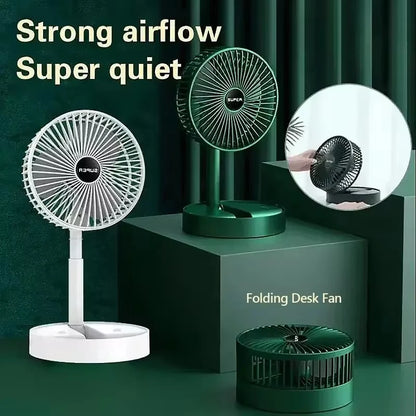 Folding Adjustable Fan Small Cooling Stand Desktop Home  Electric Fan USB Rechargeable Portable Super Quiet Retractable Height