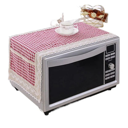 1PC Microwave Oven Grease Proof Cover Microwave Oven Dust Cover Multi-purpose Dust Proof Cotton Linen Microwave Oven Cover