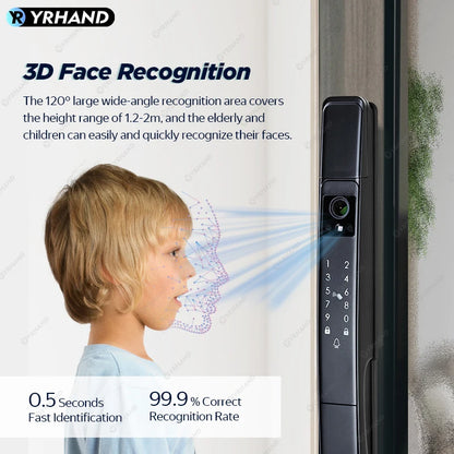 3D Face recognition lock Tuya wifi fechadura eletronico digital Waterpoof Visual intercom keyless unlock Sliding Smart Door Lock