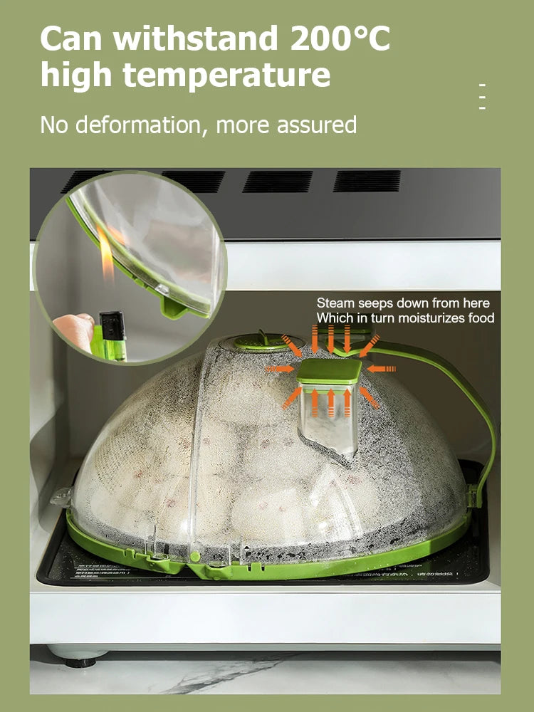 Microwave Splatter Cover for Food with Water Steamer and Handle Clear Microwave Plate Cover Dish Bowl Cover for Kitchen
