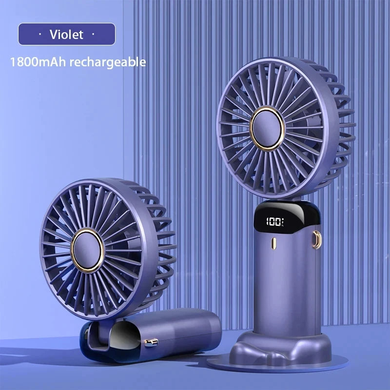 Xiaomi 1800mAh Handheld Mini Fan Foldable Portable Neck Hanging Fans 5 Speed USB Rechargeable Fan Phone Stand Display Screen New