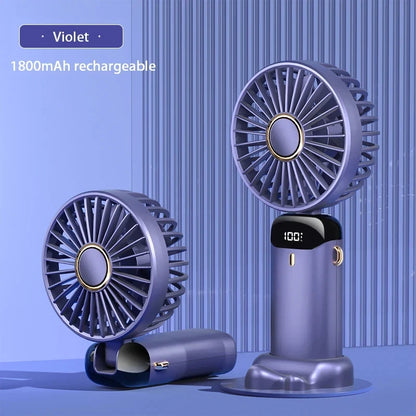 Xiaomi 1800mAh Handheld Mini Fan Foldable Portable Neck Hanging Fans 5 Speed USB Rechargeable Fan Phone Stand Display Screen New