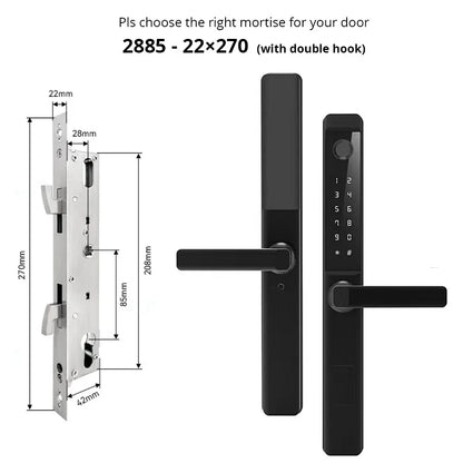 85 Lock Body WIFI Smart Lock For Aluminum Patio Glass Door Smart Life APP App Handle Fingerprint Electronic Digital Lock