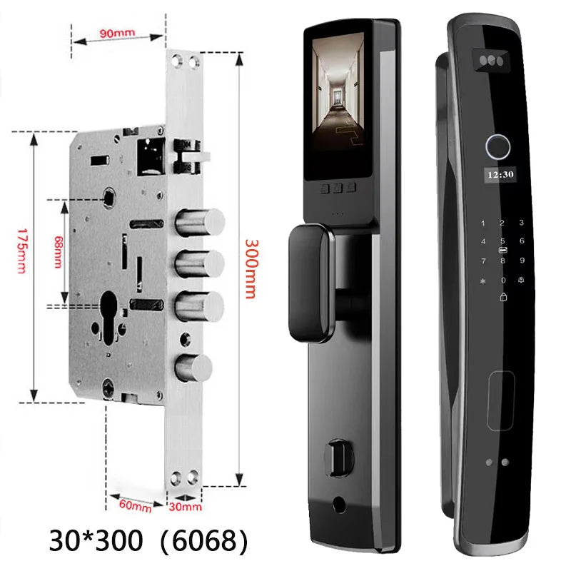 XSDTS 3D Biometric Security Face Camera Smart Door Lock Digital Password Electronic Key IC Card  APP Unlock Fingerprint Locks