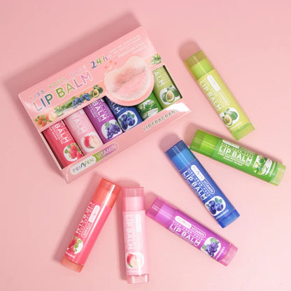 Fruit Flavors Moisturizing Hydrating Base Lip Balm 6Pcs Set