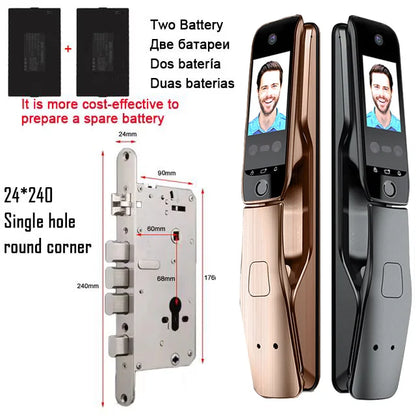 WiFi Tuya APP Voice Intercom Digital Door Lock  High Quanlity 3D Face Recognition Smart Door Lock With Camera