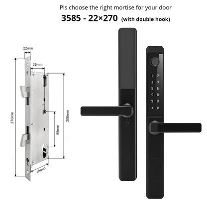 85 Lock Body WIFI Smart Lock For Aluminum Patio Glass Door Smart Life APP App Handle Fingerprint Electronic Digital Lock